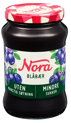 Nora Blåbær Mindre Sukker 530g