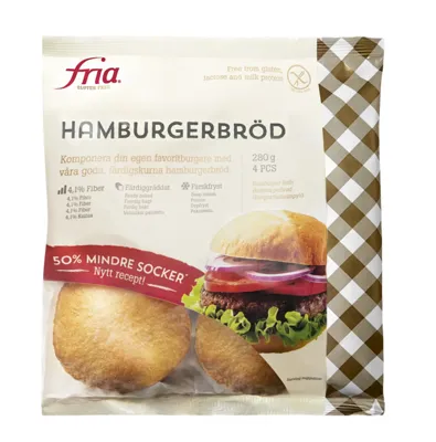 FRIA GLUTENFRIE HAMBURGERBRØD 280G FRIA GLUTENFRIE HAMBURGERBRØD 280G