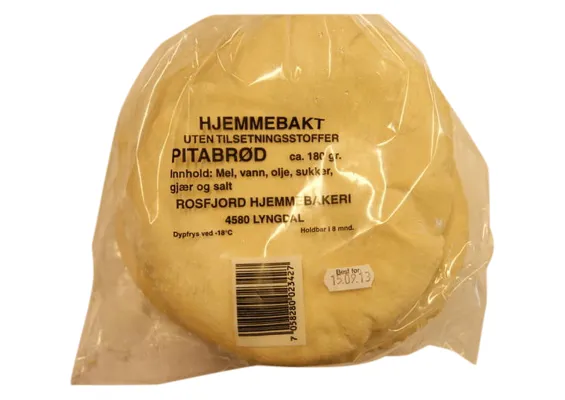 HJEMMEBAKT PITABRØD 900G FRYS ROSFJORD HJEMMEBAKERI HJEMMEBAKT PITABRØD 900G FRYS ROSFJORD HJEMMEBAKERI