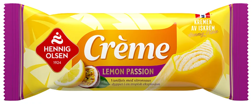 Creme Lemon Passion, Vaniljeis Med Sitronsaus, Overtrukket M