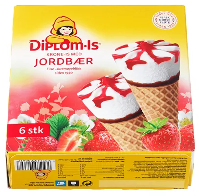 Diplom-Is Krone-Is Jordbær 6stk