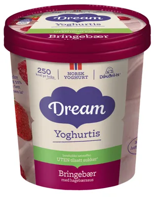 Dream Yoghurtis Bringebær Uten Sukker 450ml