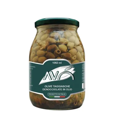 OLIVEN TAGGIASCHE U/STEIN I SOLSIKKE OLJE 1,06L GLASS OLIVEN TAGGIASCHE U/STEIN I SOLSIKKE OLJE 1,06L GLASS
