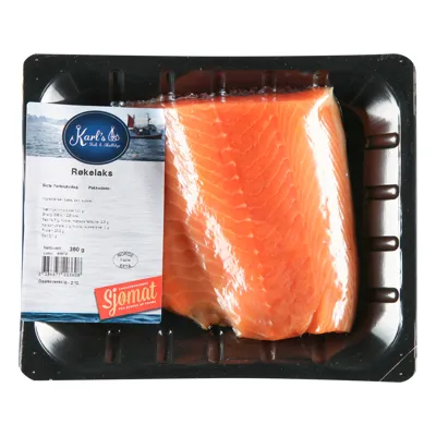 RØKT LAKS I BIT CA 400G KARLS FISK & SKALLDYR RØKT LAKS I BIT CA 400G KARLS FISK & SKALLDYR
