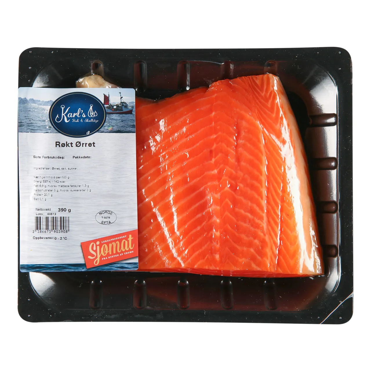 RØKT ØRRET I BIT CA 400G KARLS FISK & SKALLDYR