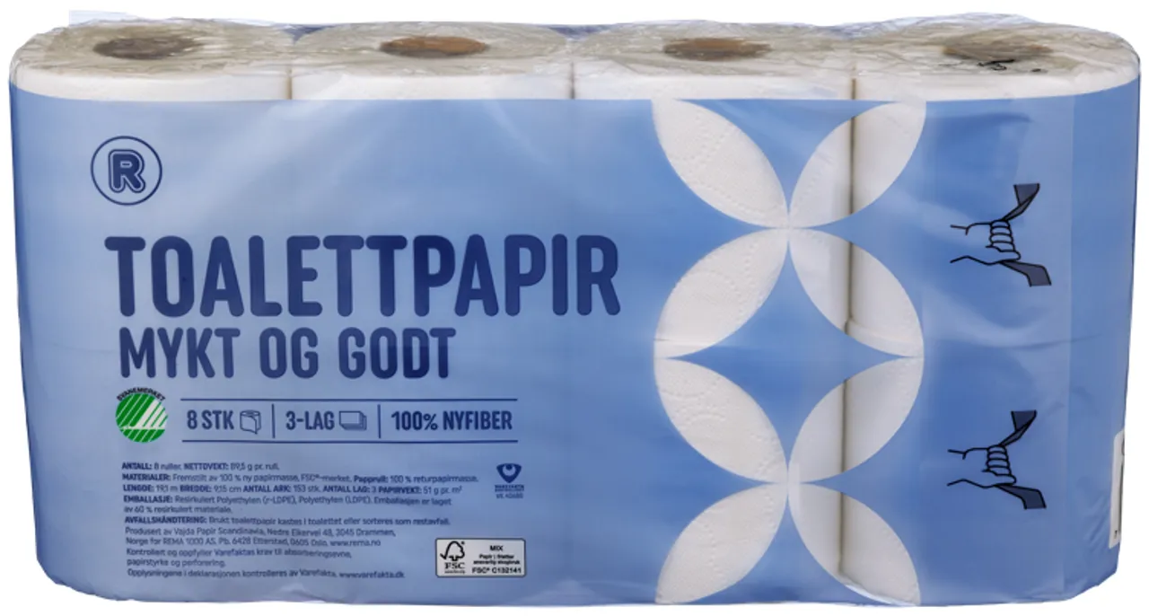 TOALETTPAPIR 3- LAGS 8PK R