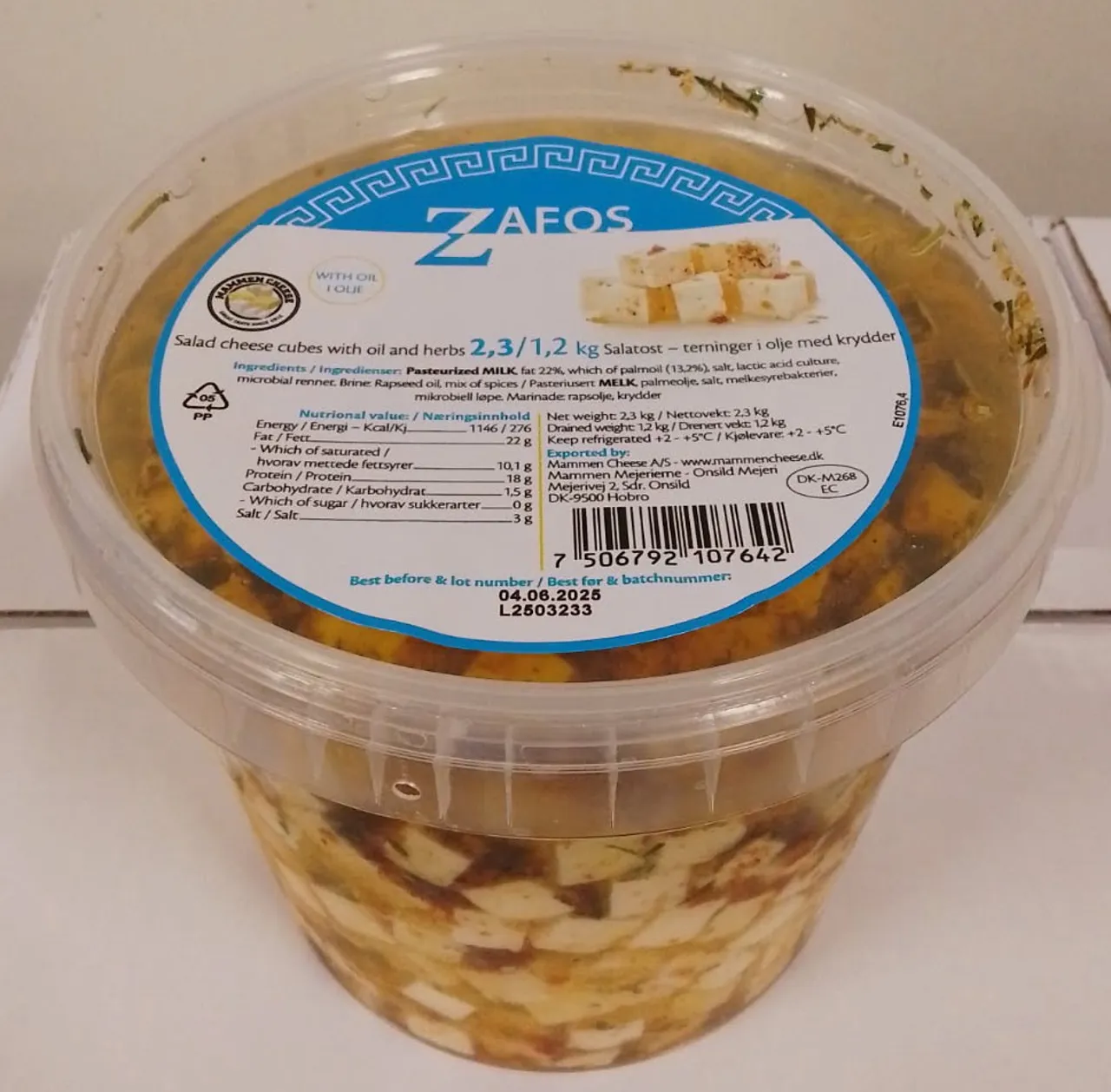 SALATOST M URTER I OLJE ZAFOS 2,2KG