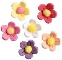 Sukkerpynt Små Blomster Gul/Rosa Mix 21mm, 120 Stk