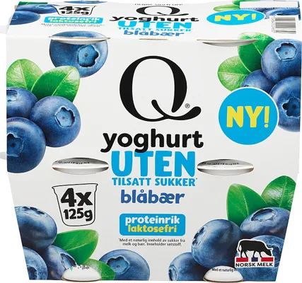 Q Yoghurt Uten Blåbær Beg 4x125g