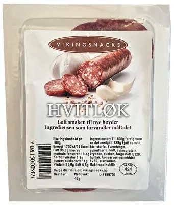 Hvitløkspølse 45g Vikingsnacks