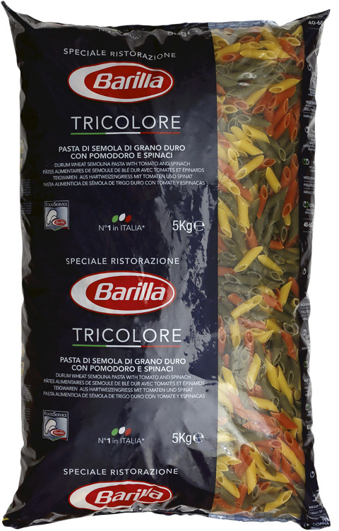 BARILLA PASTA MEZZE PENNE TRICOLORE 5KG