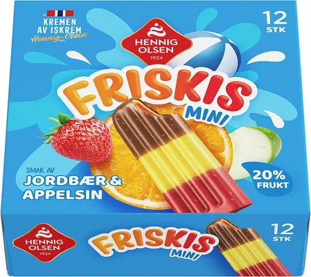 Friskis Appelsin Og Jordbær Fruktis 12stk 20% Frukt