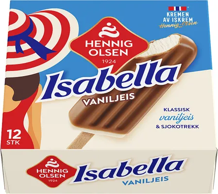Isabella Vaniljeis Med Sjokotrekk 12pk