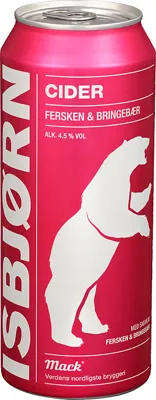 Isbjørn Cider Fersken/Bringebær 4,5% 50cl Bx Mack