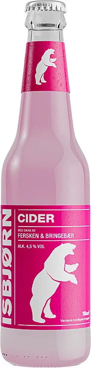 Isbjørn Cider Fersken/Bringebær 4,5% 0.33l Fl Isbjørn Cider Fersken/Bringebær 4,5% 0.33l Fl