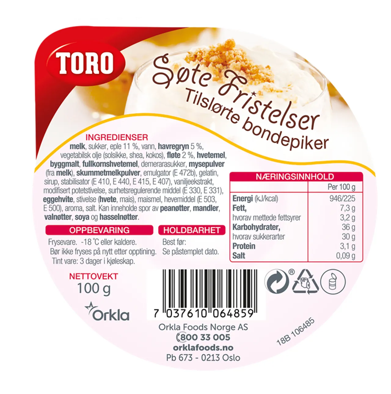 TORO TILSLØRTE BONDEPIKER PORSJ 2.3KG