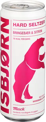 Isbjørn Hard Seltzer Bringebær/Sitron 4% 33cl Bx