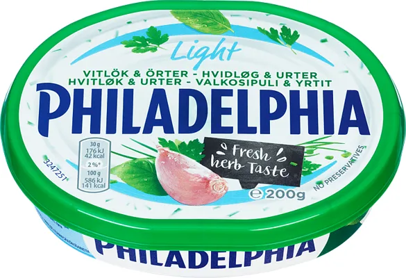 Philadelphia Kremost Hvitløk & Urter Light 200g