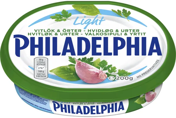 PHILADELPHIA KREMOST HVITLØK & URTER LIGHT 200G PHILADELPHIA KREMOST HVITLØK & URTER LIGHT 200G