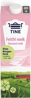 Tine Fettfri Skummet Melk 0,1% 1l