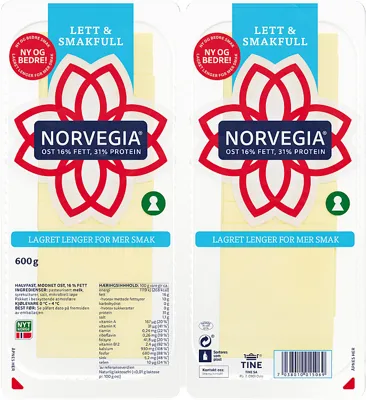 Norvegia Lett 16% Hotellbrett 600g Tine