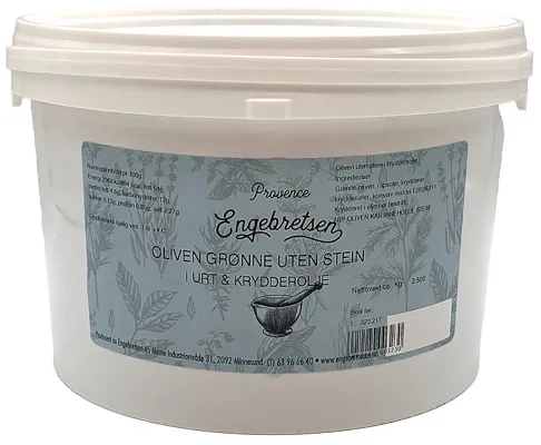 Engebretsen Grønn Oliven U/Stein Urt&Krydder 2,5kg