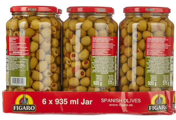 Oliven Grønn M/Paprika 920g Figaro