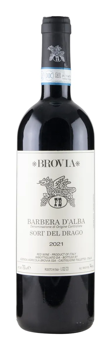 BROVIA BARBERA D'ALBA SORI DEL DRAGO 2022 14,5% 75CL BROVIA BARBERA D'ALBA SORI DEL DRAGO 2022 14,5% 75CL