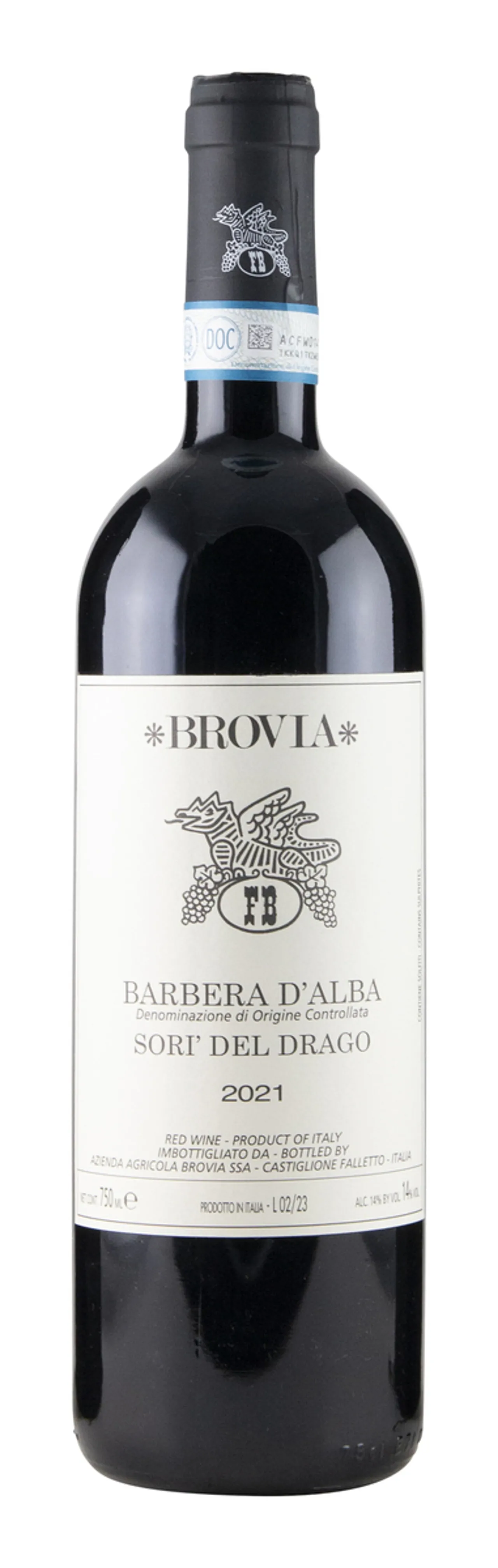 BROVIA BARBERA D'ALBA SORI DEL DRAGO 2022 14,5% 75CL