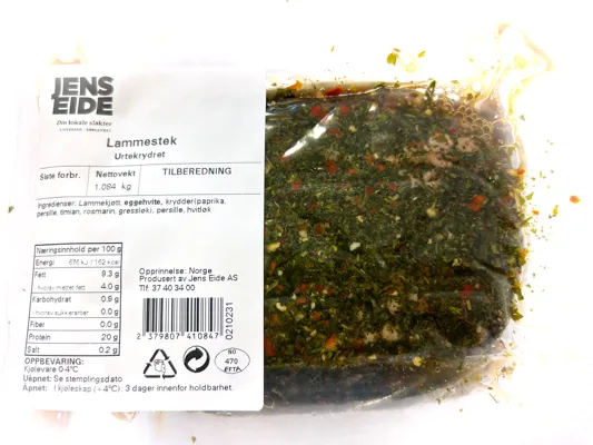 Jens Eide Lammestek Urtemarinert Surret Ca. 1kg