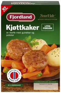 KJØTTKAKER MED GULRØTTER OG POTETER LITEN PORSJON 355G FJORD