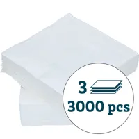 Serviett 3-Lag Hvit 24x24cm 250 Pk