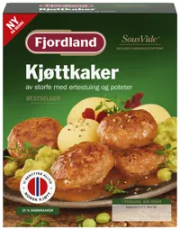 KJØTTKAKER AV STORFE MED ERTESTUING OG POTETER 605G FJORDLAN