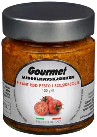 PESTO RØD SOLTØRKET TOMAT I SOLSIKKE OLJE 130G