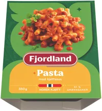 Fjordland Pasta Med Kjøttsaus Med Tomat, Løk Og Urter I Skål