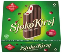 SJOKOKIRSJ 6PK FLØTEIS MED VANILJESMAK, SJOKOLADEOVERTREKK O