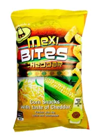 CORN SNACKS CHEDDAR 125G MEXI BITES