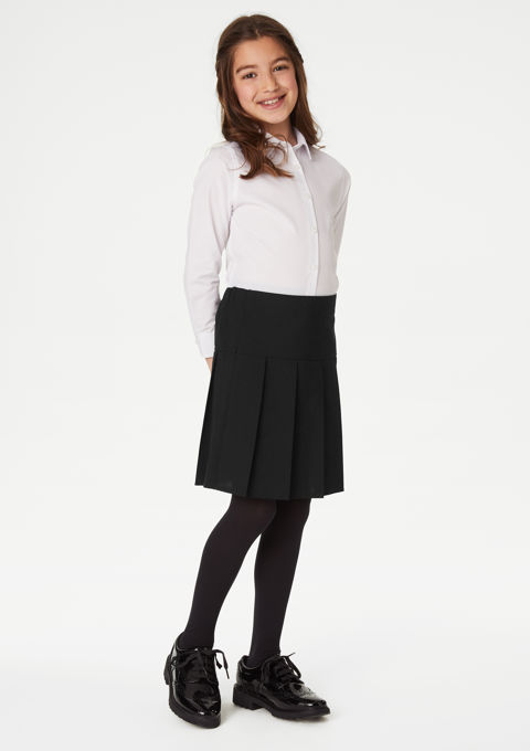 Girls' Black 2 Pk Pleated Crease Resistant School Skirts