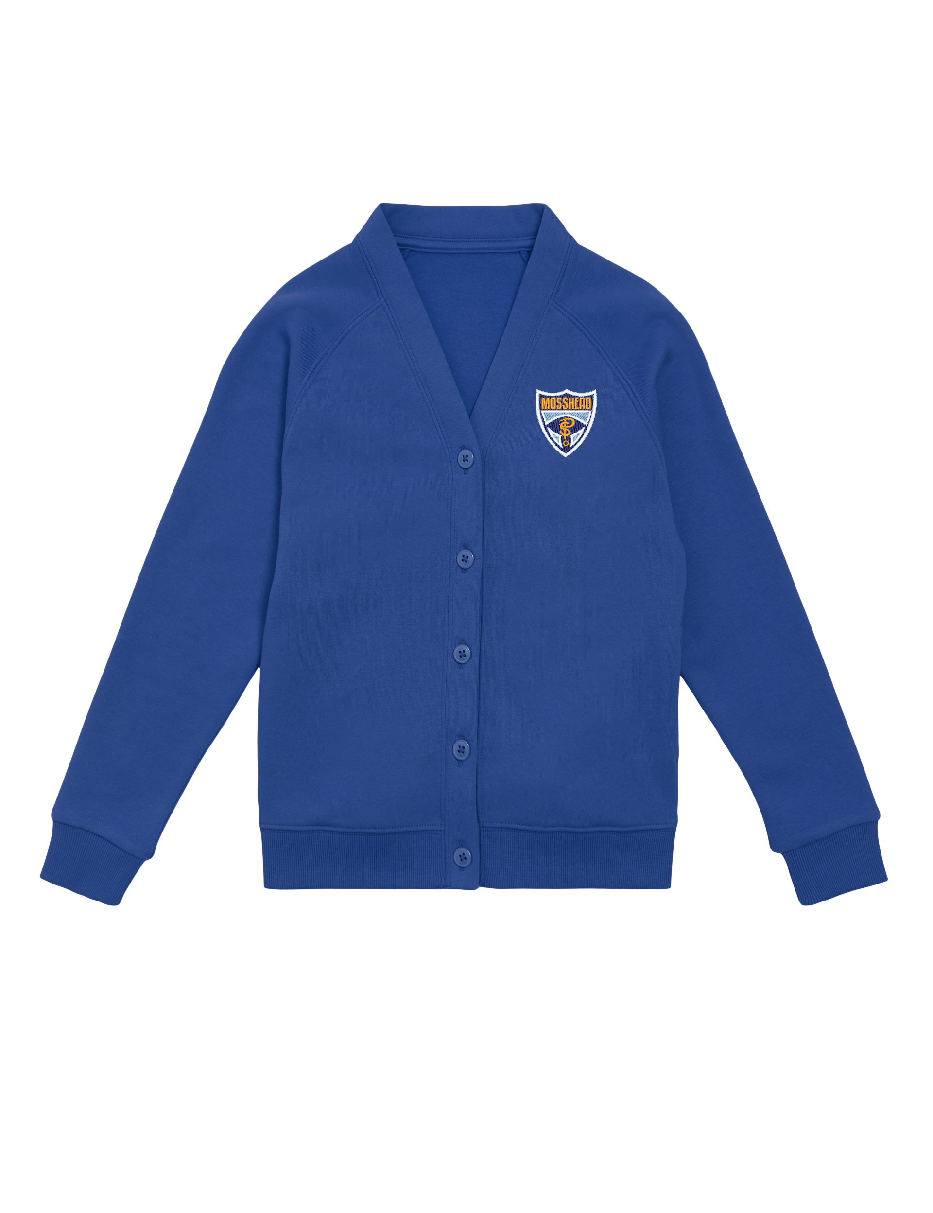 Mosshead Primary Embroidered Royal Blue Sweat Cardigan