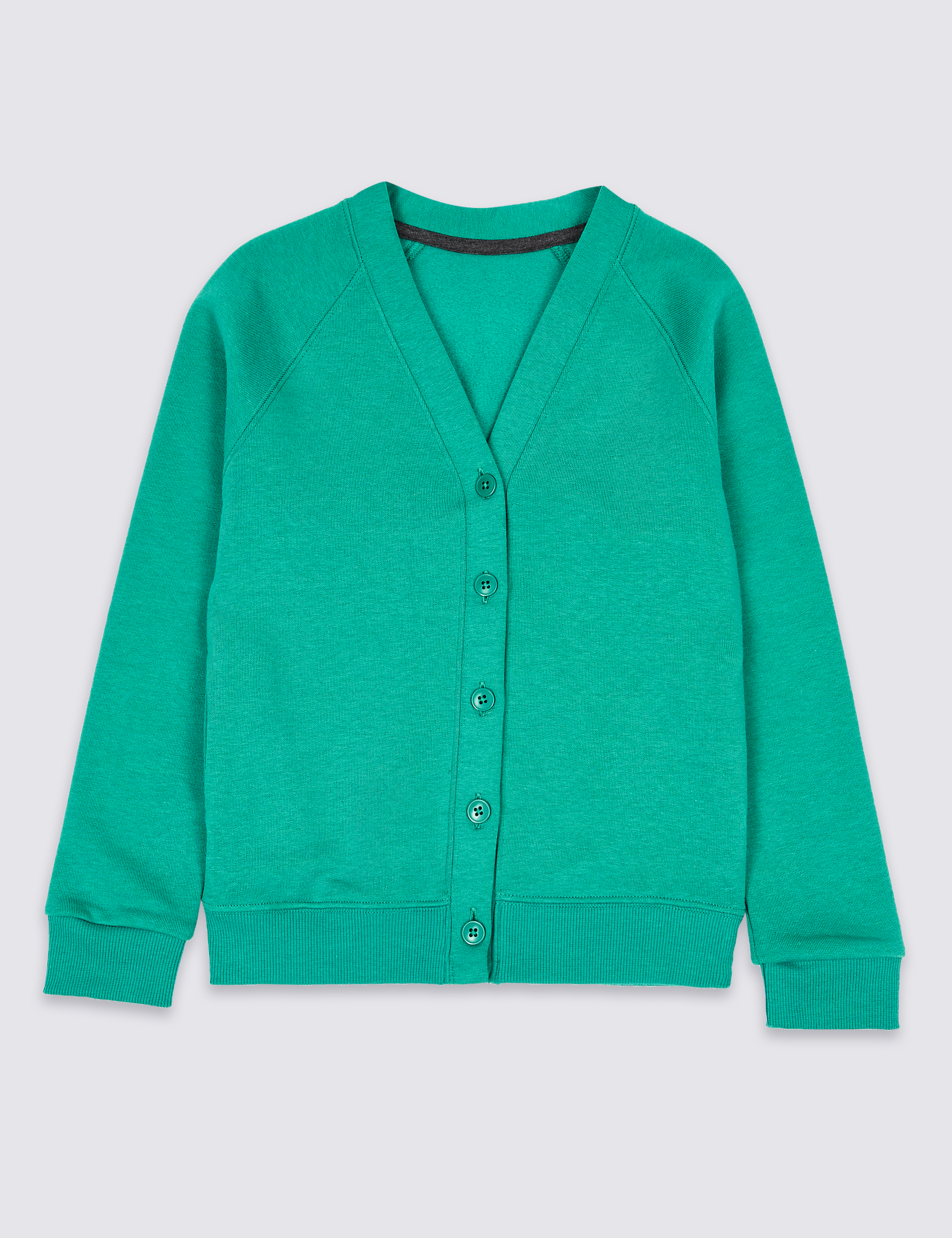 Girls Cotton Rich Plain Jade Sweat Cardigan