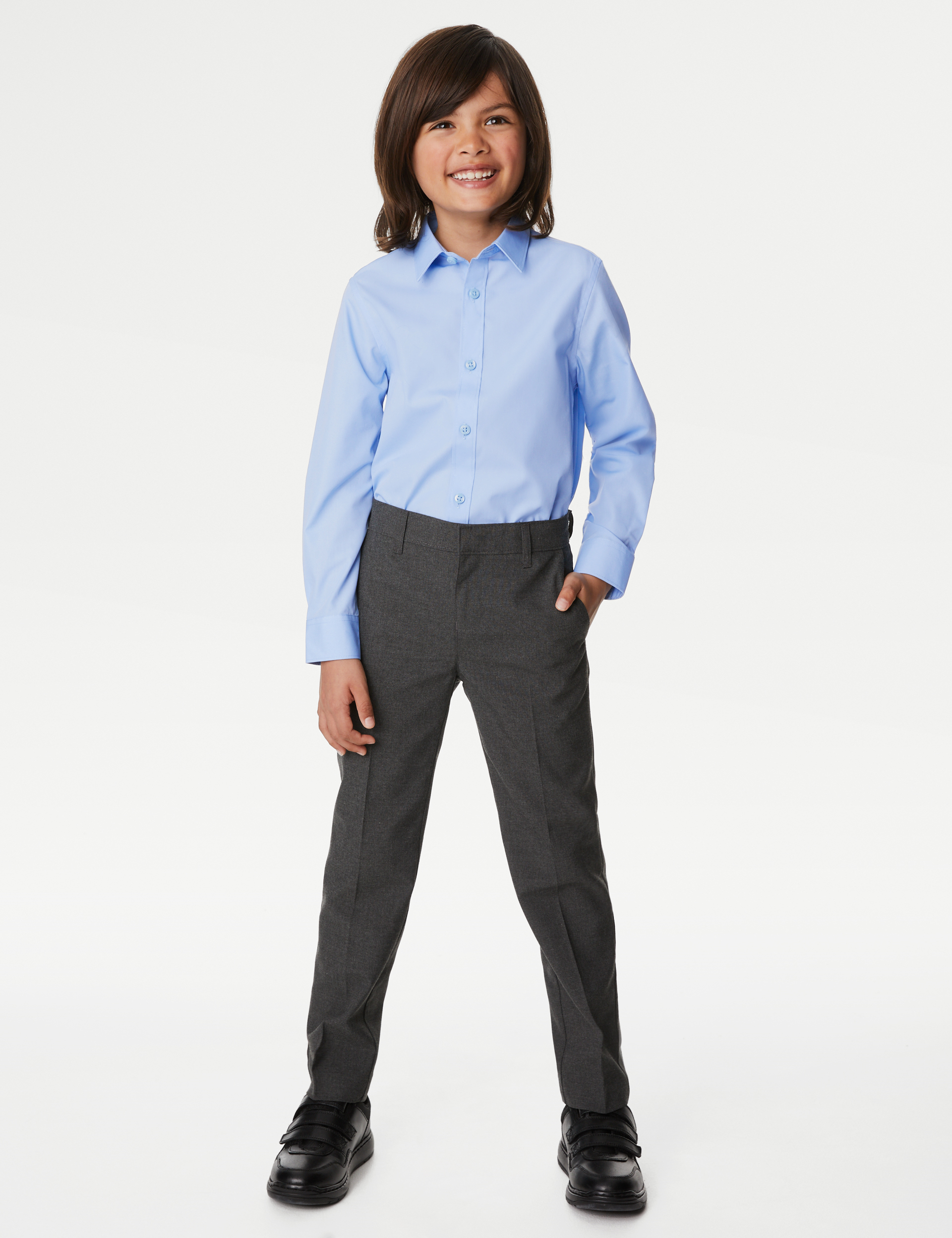 Boys' 3 Pack Long Sleeve Pale Blue ETI School Shirts