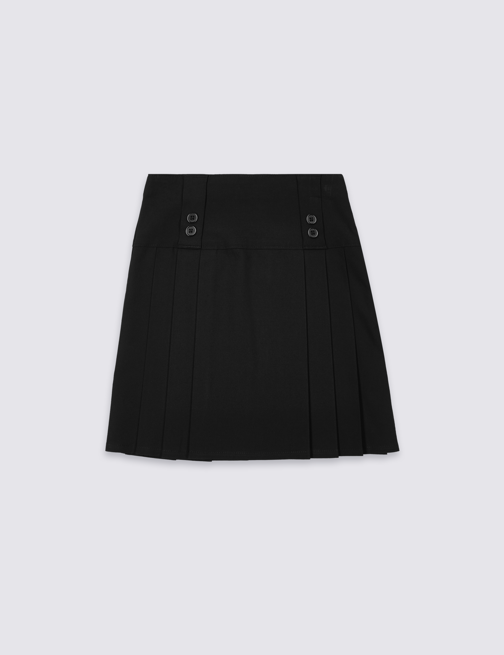 Girls' Black Long Length Pleated Skirt (Lng +4cm, XL +8cm)