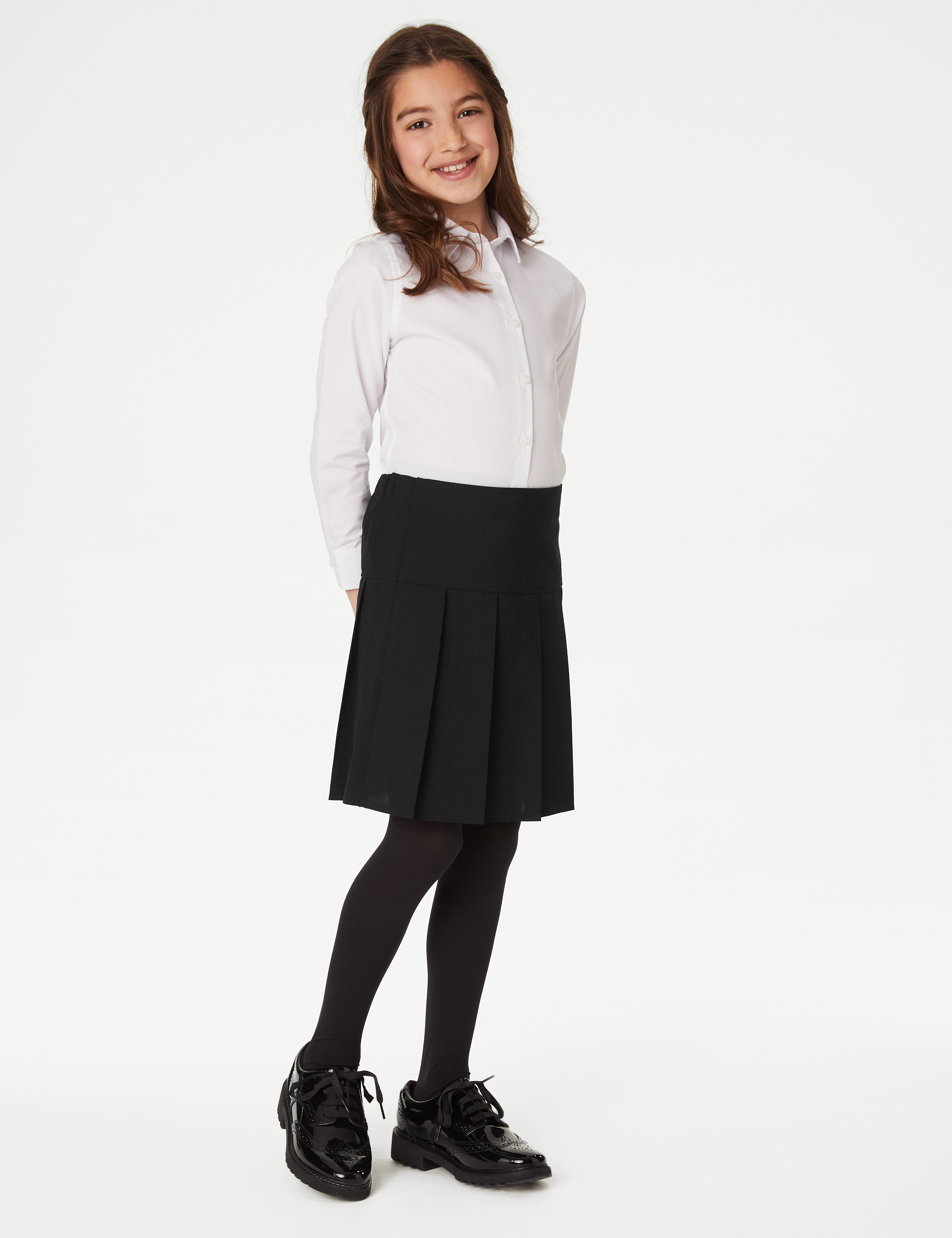 Girls' Black 2 Pk Pleated Crease Resistant School Skirts