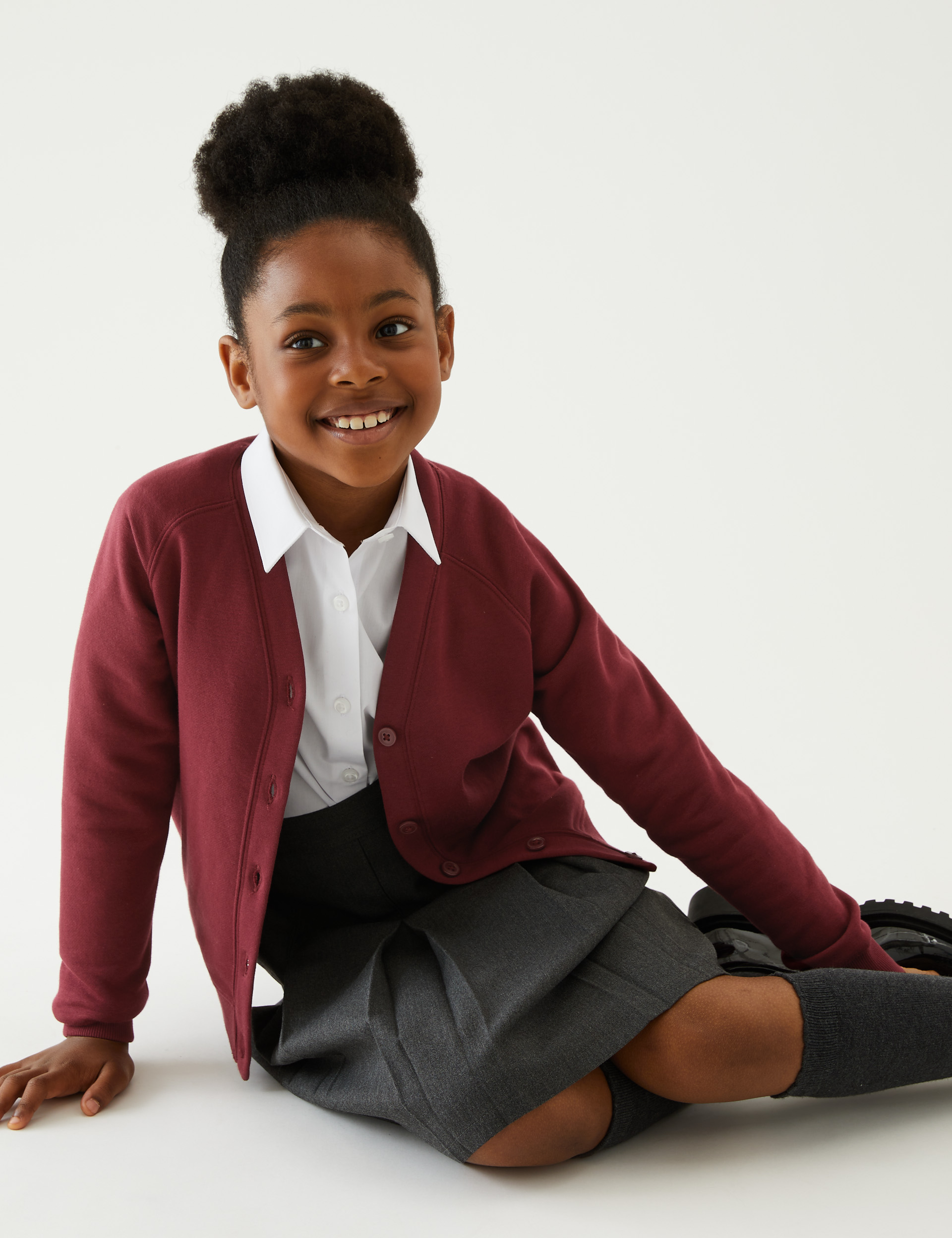 Girls shop burgundy cardigan