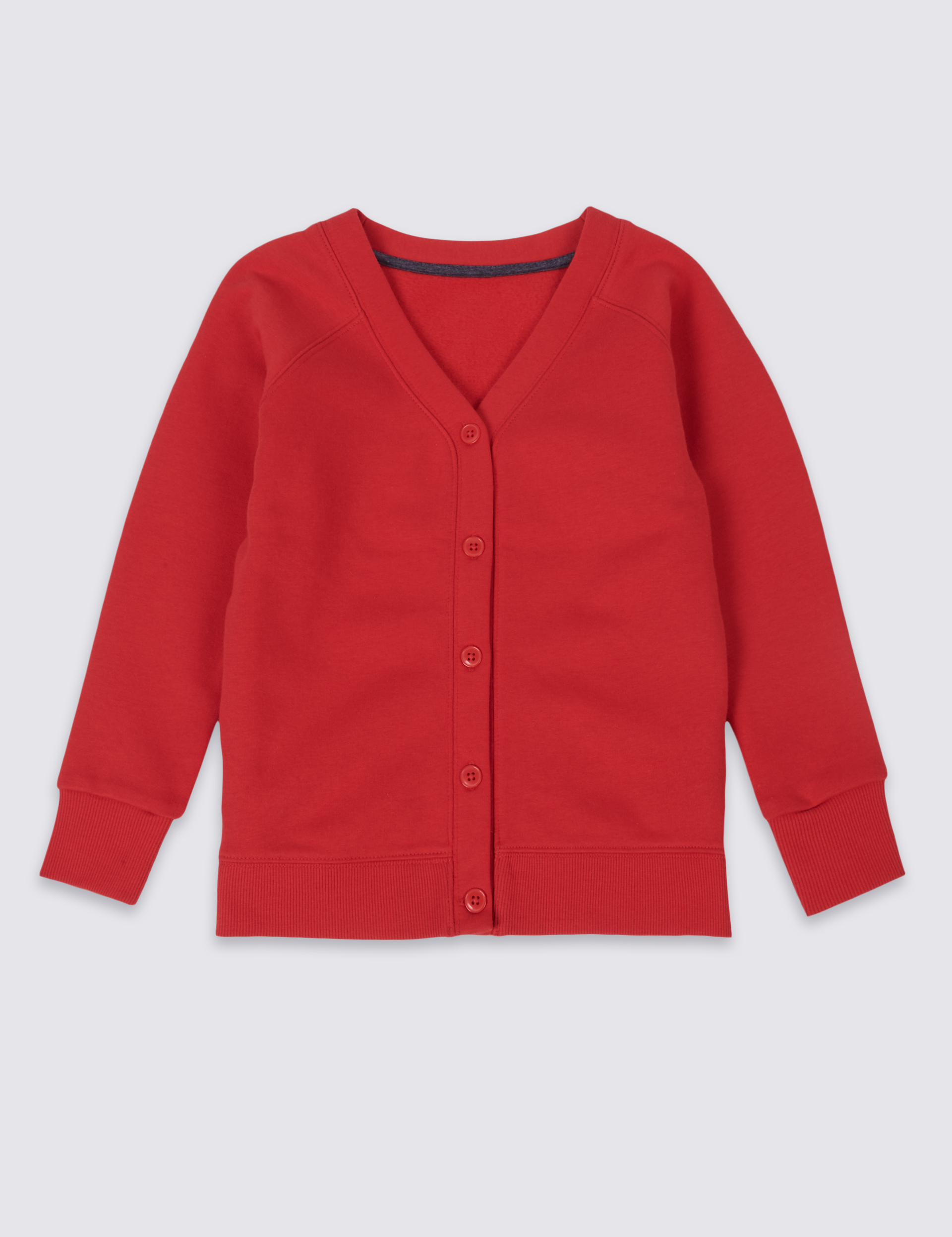 Girls Plain Red Sweat Cardigan