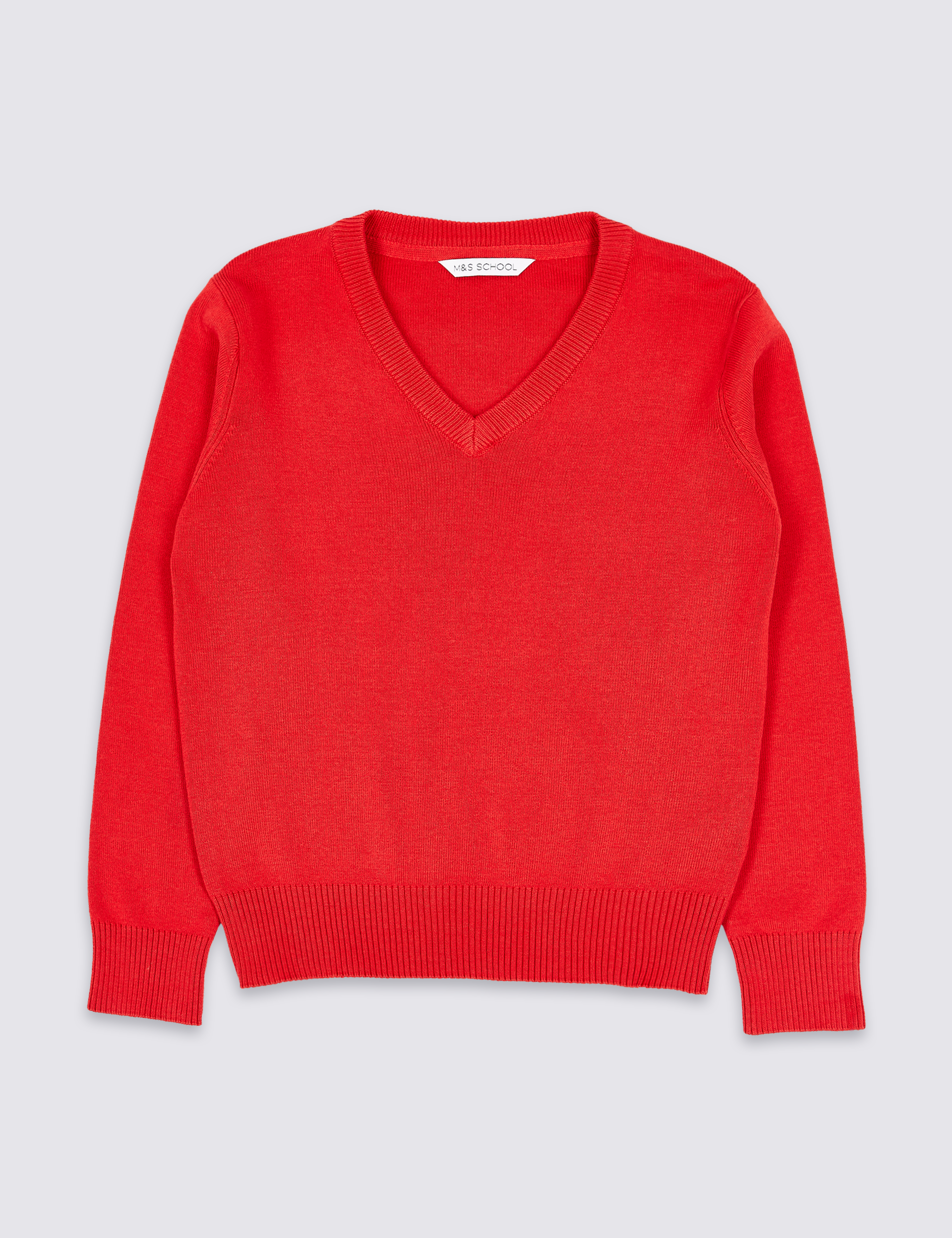 Cotton Rich Plain Red Knitted Jumper