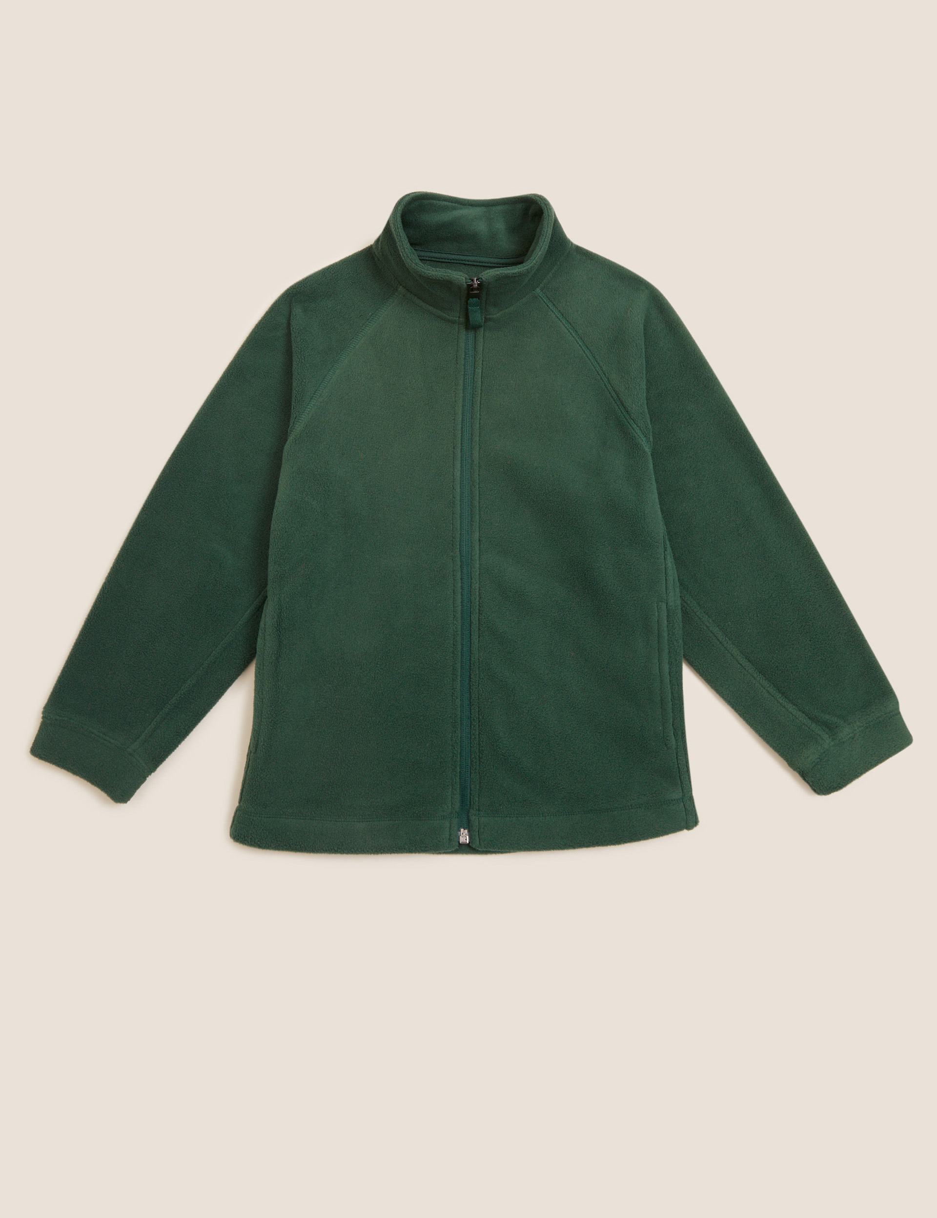 Plain Unisex Bottle Green Fleece Jacket