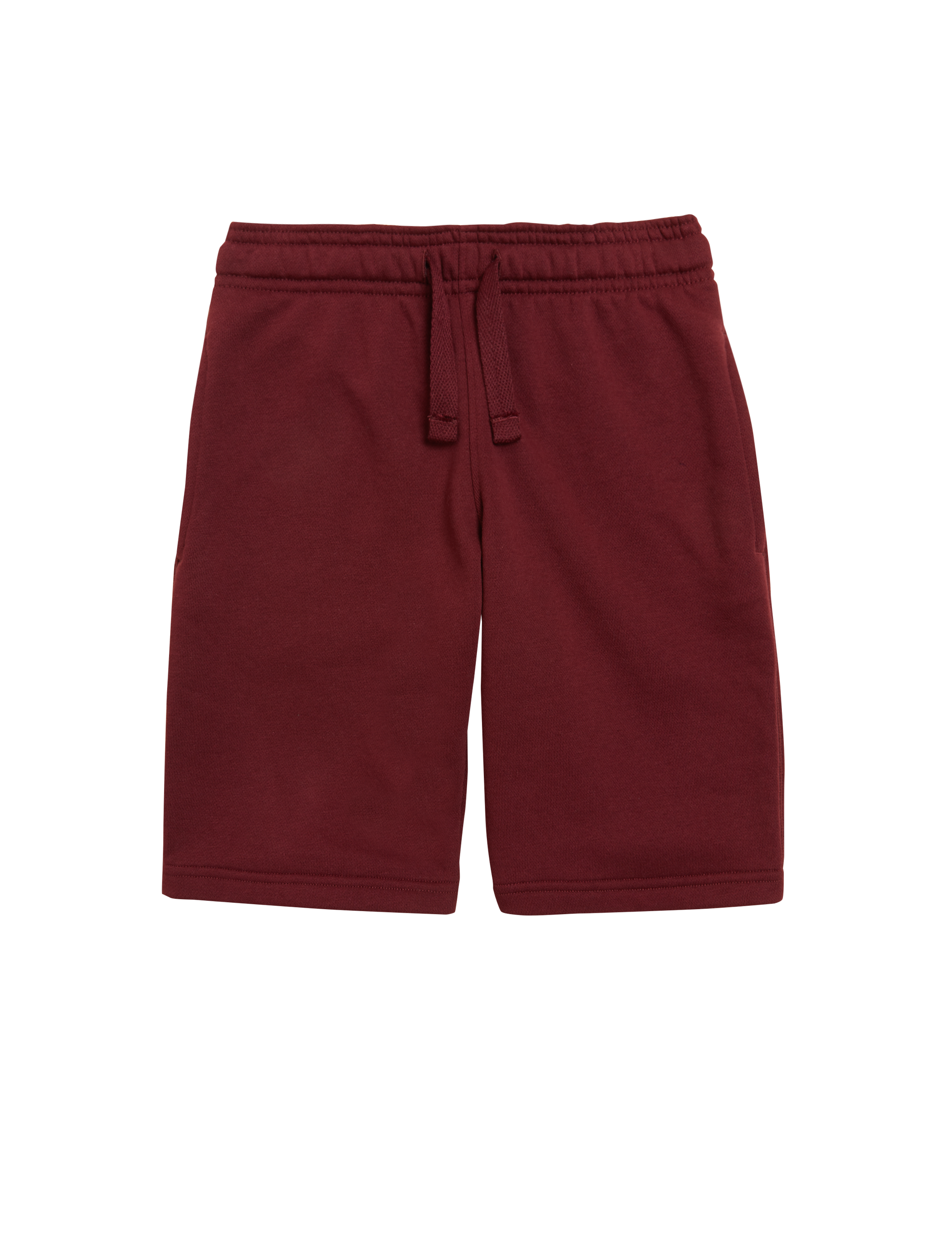 Men's Fleece Sweat Shorts Two Side Pockets Drawstring Solid Shorts Burgundy  Medium