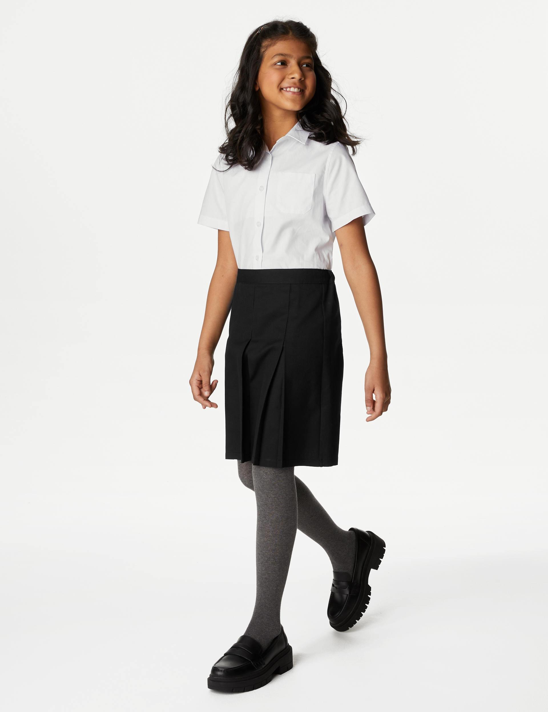 Girls' Black School Skirt with Permanent Pleats