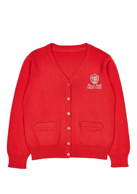 Manor Field Primary School Girls Embroidered Red Cardigan